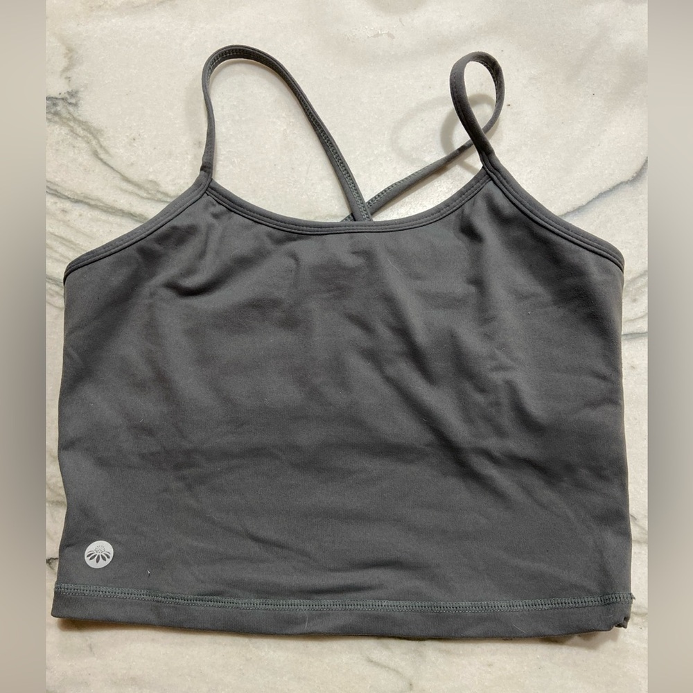 Senita athletics grey cropped cami tank with built in bra XS